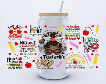 UVDTF 16 oz Teacher Life Libbey Cup Wrap