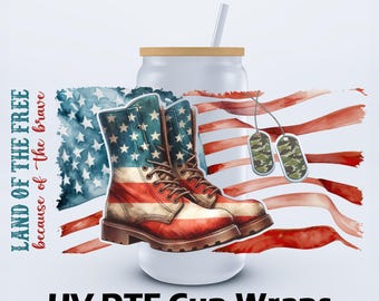 UVDTF 16 oz Land Of The Free Libbey Cup Wrap