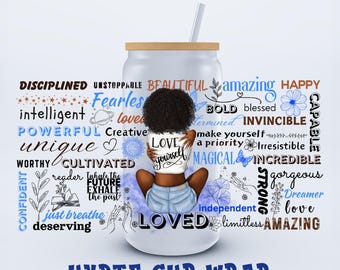 UVDTF 16 oz Love Yourself Affirmations Libbey Cup Wrap