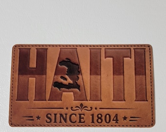 4x2.50 inch Haiti Since 1804 3D UVDTF Iron-On Transfer – Heritage Leather-Inspired Design