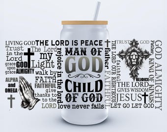UVDTF 16 oz Man Of God Libbey Cup Wrap