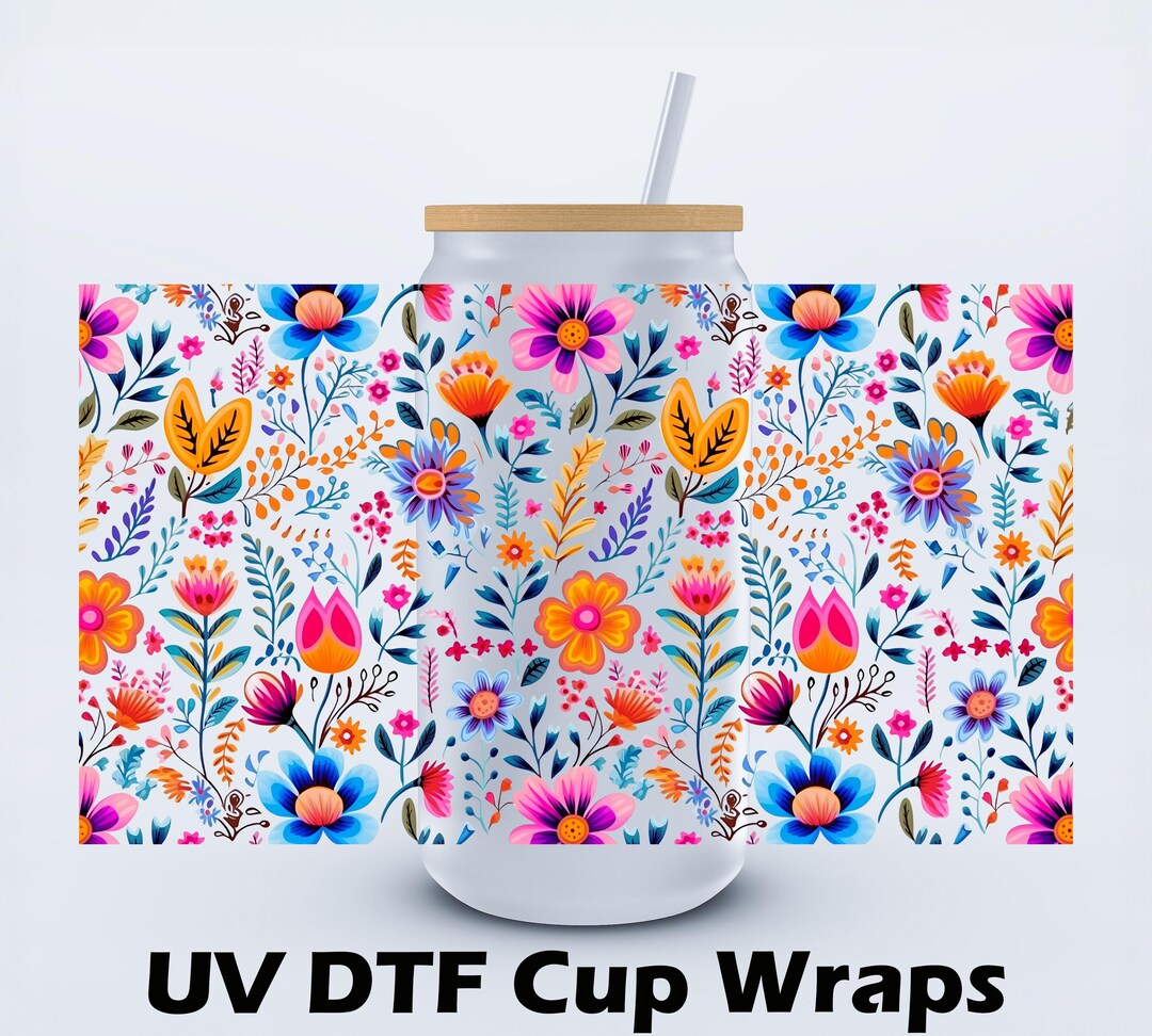 UVDTF 16 Oz Colorful Flowers Libbey Cup Wrap - Etsy