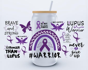 UVDTF 16 oz Lupus Awareness Libbey Cup Wrap
