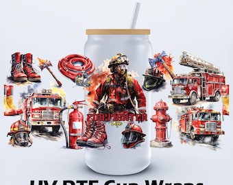 UVDTF 16 oz  Fire Fighter Libbey Cup Wrap