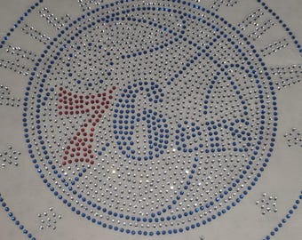 Philly 76 Rhinestone Bling Heat Transfer, Sparkle Iron-On Design for Shirts, Bags & Accessories