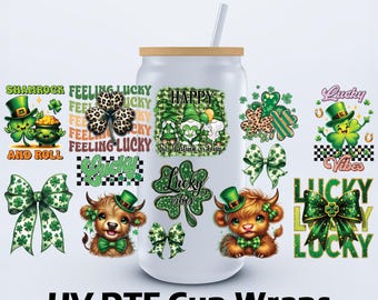 UVDTF 16 oz  St Patrick's Day Lucky Vibes Libbey Cup Wrap