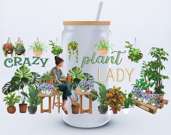 UVDTF 16 oz Crazy Plant Lady Libbey Cup Wrap