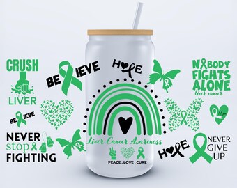 UVDTF 16 oz Liver Cancer Awareness Libbey Cup Wrap