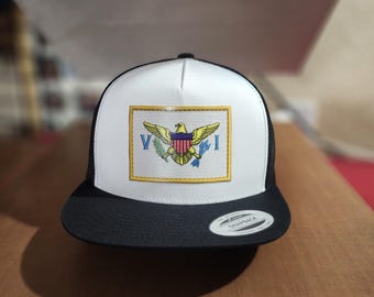 Virgin Island faux embroidery trucker cap