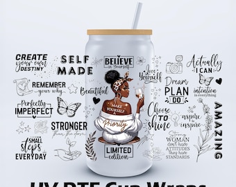 UVDTF 16 oz Self Made Affirmations Libbey Cup Wrap