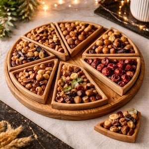 Bandeja de Charcutería Dividida, Organizador de Snacks de Madera con Compartimentos, Bandeja para Servir, Bandeja de Aperitivos de Roble