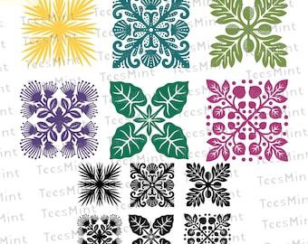 Hawaiian Quilt SVG | Ulu Kuiki Pattern DXF | Tropical Monstera PNG | Boho Quilt Block Cut File | Laser Cut Wood Sign | Glowforge Vector