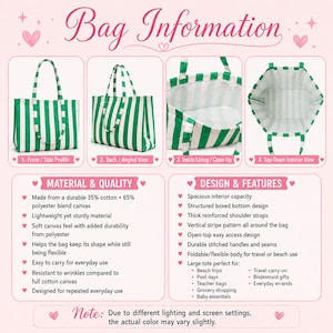 Custom Embroidered Striped Tote Bag, Personalized Name Beach Shopper, Bridesmaid Gift Bag, Future Mrs Tote, Bridal Party Bag image 11