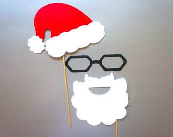 Christmas Photo Booth Props - 3 piece set of Photobooth Props - Santa