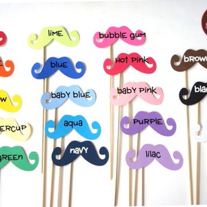 Photo Booth Props Mustache Bash Set of 48 Mustaches on a stick You Choose Colors Photobooth Props Party Props image 5