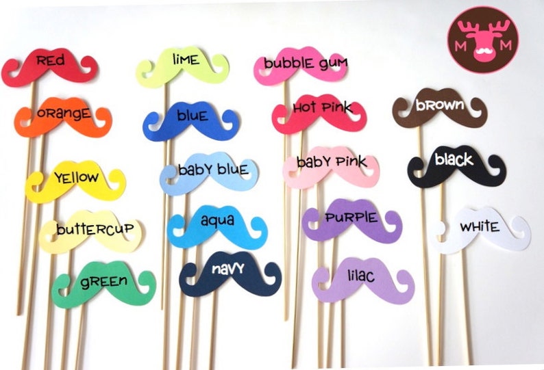 Photo Booth Props Mustache Bash Set of 48 Mustaches on a stick You Choose Colors Photobooth Props Party Props image 5