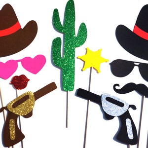 NEW PRICE Photo Booth Props The Deluxe Western Wedding Collection 10 piece prop set Birthdays, Weddings, Parties GLITTER Props image 2