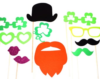 St. Patricks Day Photo Props - 11 piece prop set - St Pattys Day Props - Photo Booth Props