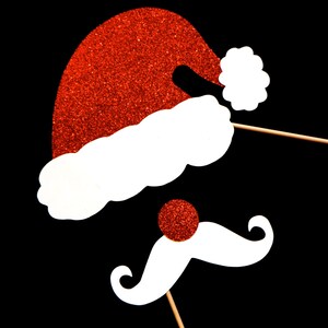 KERSTMUTS glitter en Glitter neus en snor Prop - kerst foto Props - GLITTER Photobooth Props - Santa Prop