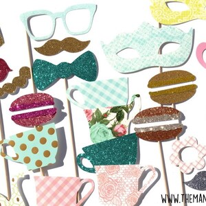 Limited Edition Photo Booth Props ~ Deluxe Set of 21 Props ~ Vintage Tea Party Photo Booth Props ~ Limited Qty Available!
