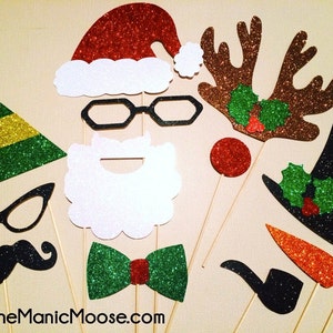 GLITTER Weihnachten Foto Props - Limited Edition - alle GLITTER-12 Stück-Set - macht große Weihnachtskarten - Santa und Freunde