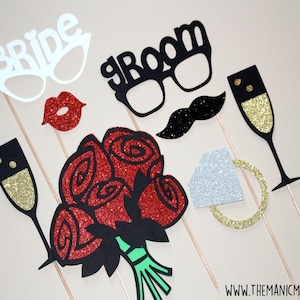 Wedding Photo Booth Props ~ Wedding Props ~ Bride and Groom ~ 8 Piece Prop Set