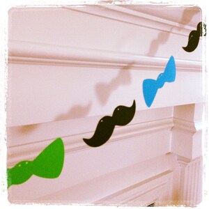 Mustache Garland Banner - Mustaches and Bow Ties - Photo Booth Banner - Great for little man parties, first birthdays,  photo booths