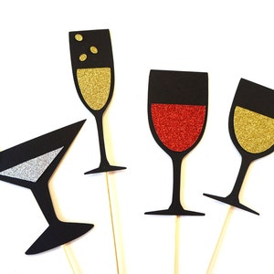 Photo Booth Props Drinks Collection Set of 4 Photobooth Props with GLITTER image 1