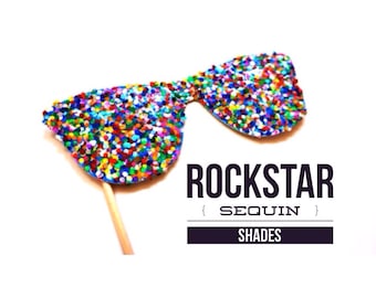 Photo Booth Props - Rockstar Sequin Glitter Sunglasses - Birthdays, Weddings, Parties - Photobooth Props