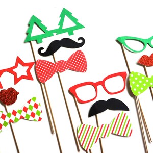 Weihnachts-Foto-Props - Set 12 Holiday Photo Booth Props - Santas Helfer - Elfen