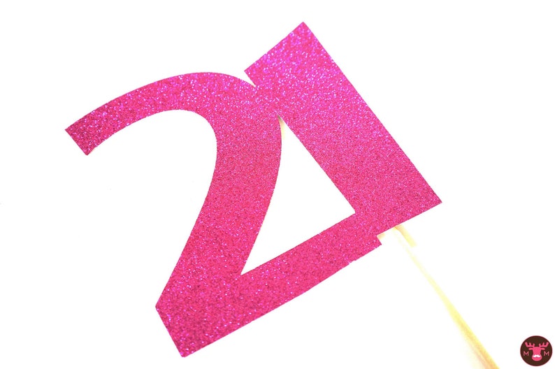 Photo Booth Props GLITTERY Hot Pink 21 on a stick 21st Birthday GLITTER Photobooth Prop image 1