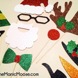 GLITTER Weihnachten Foto Props - Limited Edition - alle GLITTER-12 Stück-Set - macht große Weihnachtskarten - Santa und Freunde