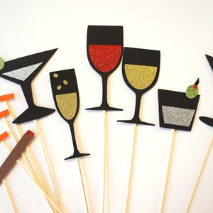 Photo Booth Props - Friday Night Collection - Set of 10 Photobooth Props with GLITTER