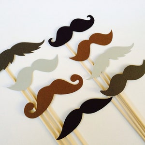 Photo Booth Props The Gentlemen Set of 8 Mustaches on a stick Black, Brown, Grey, and Charcoal Photobooth Props Party Props image 1