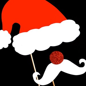 KERSTMUTS en Glitter neus en snor Prop - kerst foto Props - GLITTER Photobooth Props - Santa Prop