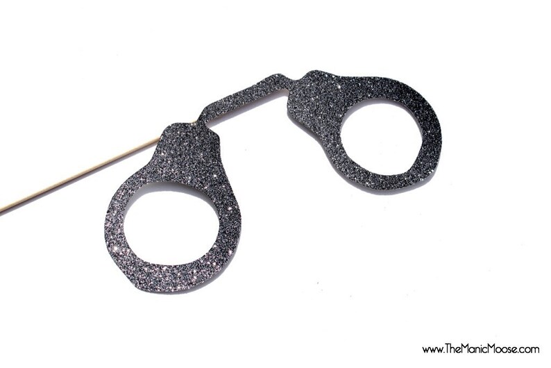 Photo Booth Props Cops and Robbers 12 piece prop set Birthdays, Weddings, Parties GLITTER Photobooth Props image 3