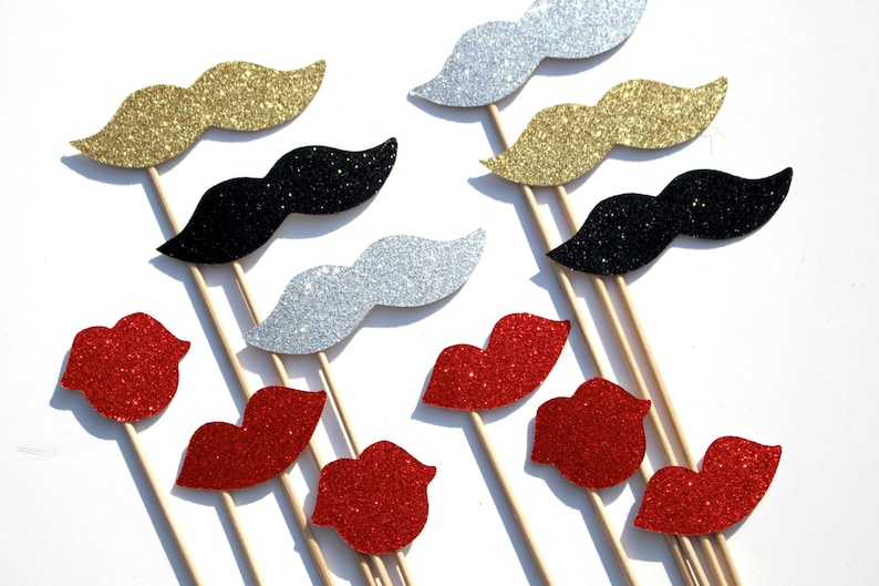 GLAMOUROUS Photo Booth Props Silver Gold and Black Etsy