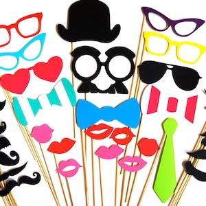 FUN 32 piece Photo Booth Prop Set Birthdays, Weddings, Parties Great Photobooth Props image 1