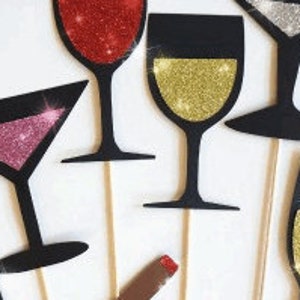 Photo Booth Props Friday Night Collection Set of 10 Photobooth Props with GLITTER image 4