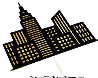 Photo Booth Props -  GLITTER Skyline - Tall Buildings, City Scape - Birthdays, Weddings, Parties - Photobooth Props