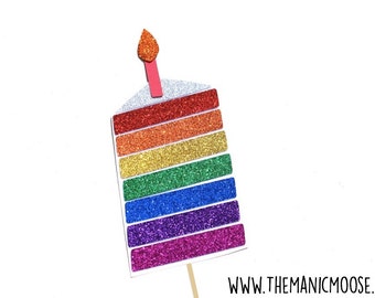 Birthday Cake Photo Booth Props ~ Red ~ Rainbow ~ Glitter