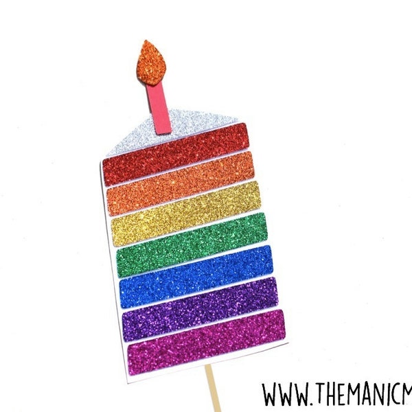 Birthday Cake Photo Booth Props ~ Red ~ Rainbow ~ Glitter