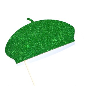 St. Patricks Day Photo Props - GLITTER Green Beret - St Pattys Day Props - Photo Booth Props