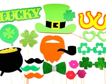 St. Patrick's Day Photo Booth Props - 18 piece prop set - St. Patty's Day Props - Irish Photo Booth Props