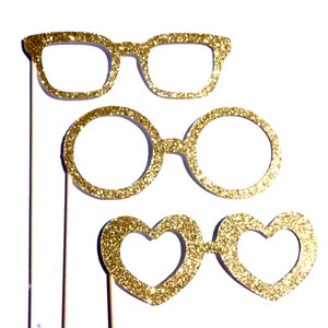 Photo Booth Props Set of 3 Glitter Glasses You Choose Color Birthdays, Weddings, Parties Photobooth Props image 1