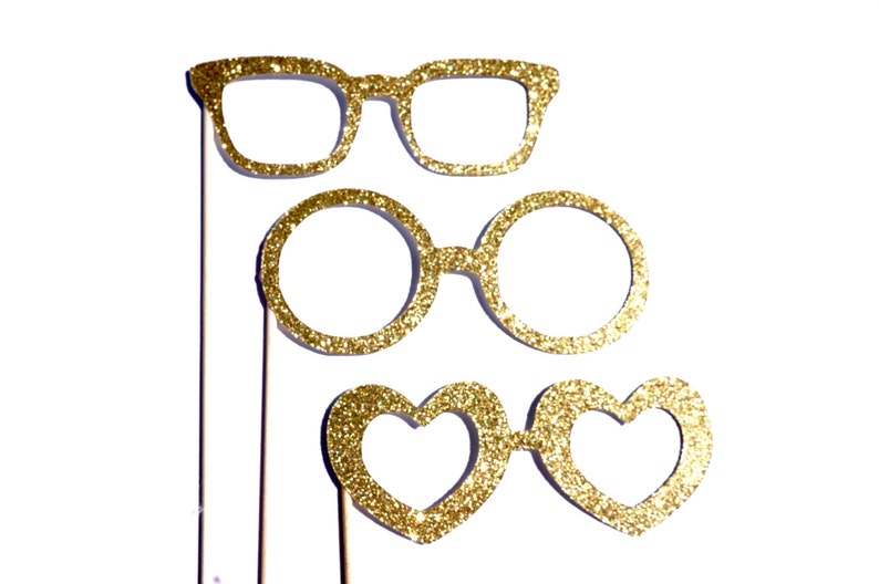 Photo Booth Props Set of 3 Glitter Glasses You Choose Color Birthdays, Weddings, Parties Photobooth Props image 1