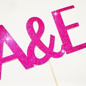 Custom Initials Glitter Prop Wedding Photo Booth Props You Choose Color image 1