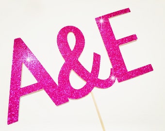 Custom Initials Glitter Prop - Wedding Photo Booth Props - You Choose Color