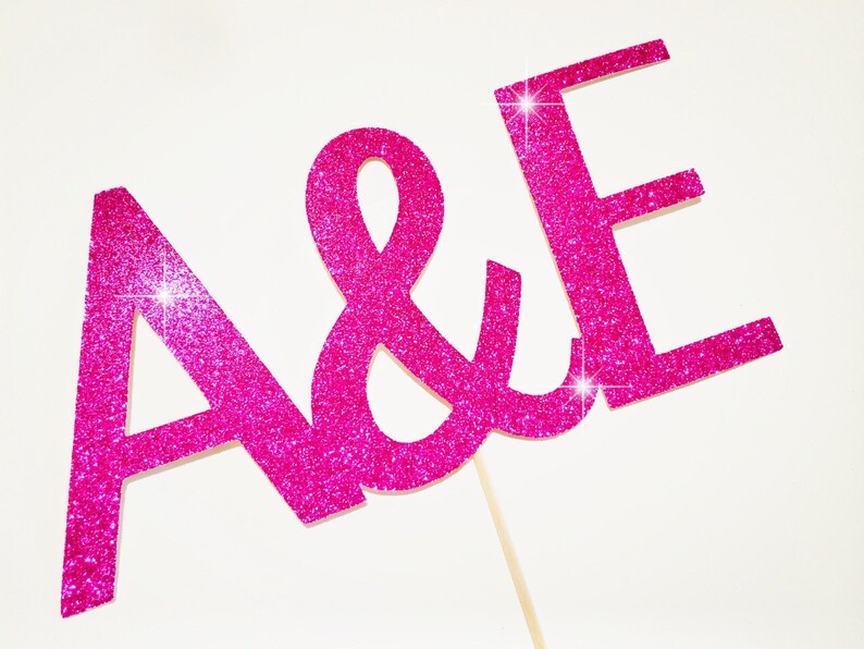 Custom Initials Glitter Prop Wedding Photo Booth Props You Choose Color image 1