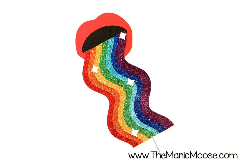 Rainbow Vomit Photo Booth Prop Rainbow Mouth Filter Prop Rainbow Throw Up EXTRA LARGE PROP image 1